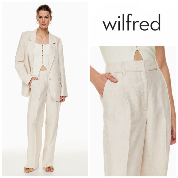 Aritzia Pants - 🏷️ SOLD • WILFRED • The Effortless Pant™ Linen in Natural Ecru • 10